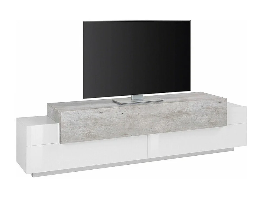 Mobile TV Design 3 ante Bianco Grigio Cemento Cubo