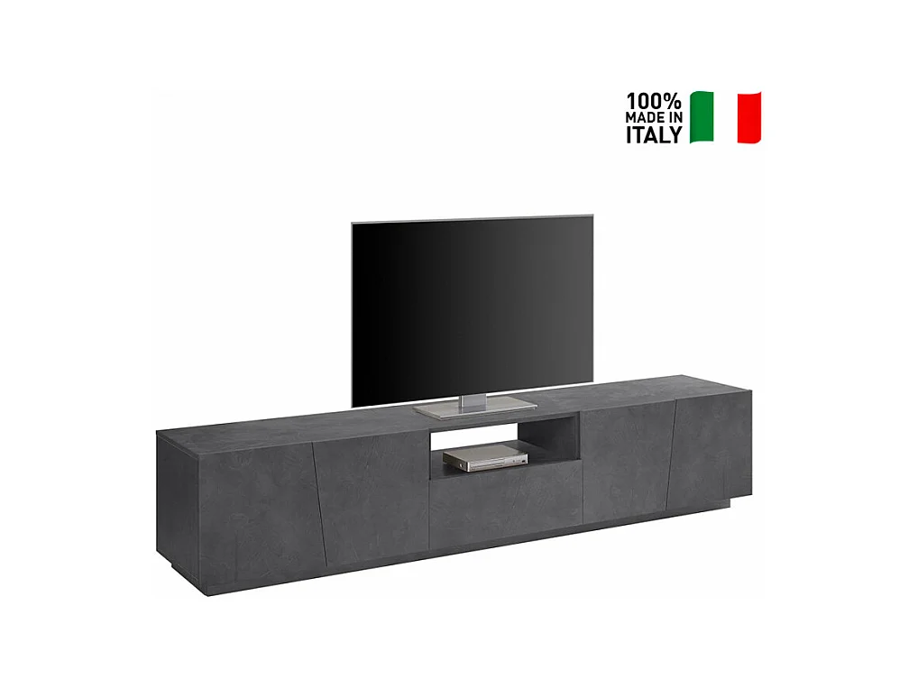 Meuble TV moderne avec 4 portes coulissantes tiroir 220cm Maxim