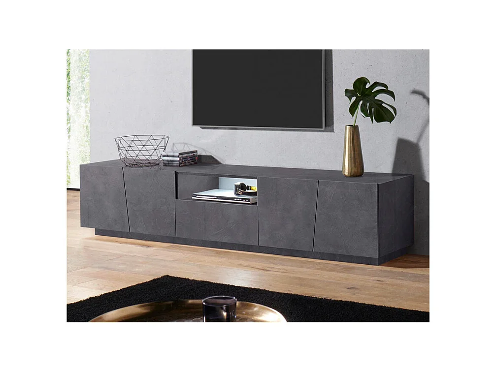 Meuble TV moderne avec 4 portes coulissantes tiroir 220cm Maxim
