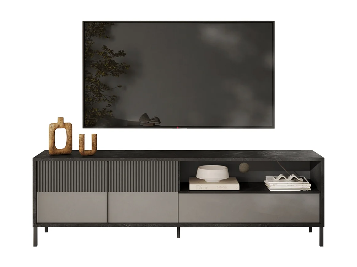 Mobile TV moderno d'appoint 205x40x44cm 2 porte cassetto Kubo