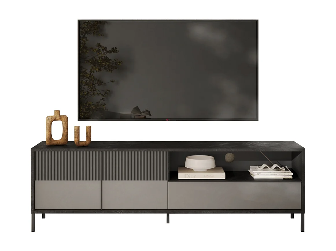 Mobile TV moderno d'appoint 205x40x44cm 2 porte cassetto Kubo