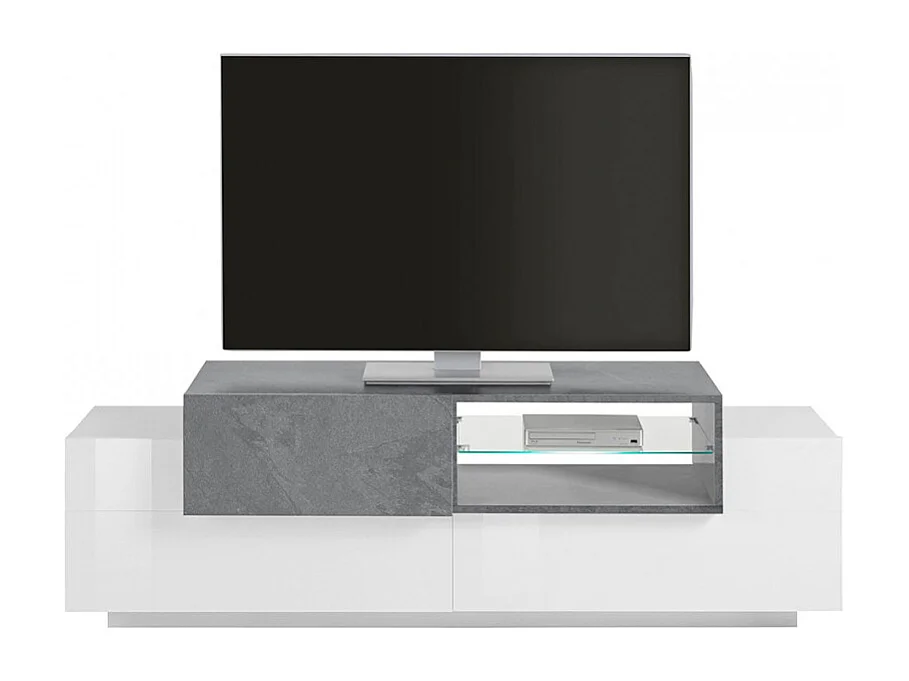 Mobile TV salotto armadio cassetto bianco e ardesia Brera