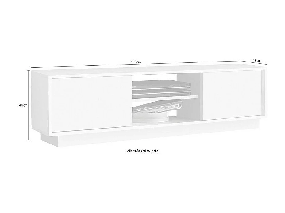 Mobile TV a rotelle moderno bianco laccato salotto 138cm 2 ante Cubic