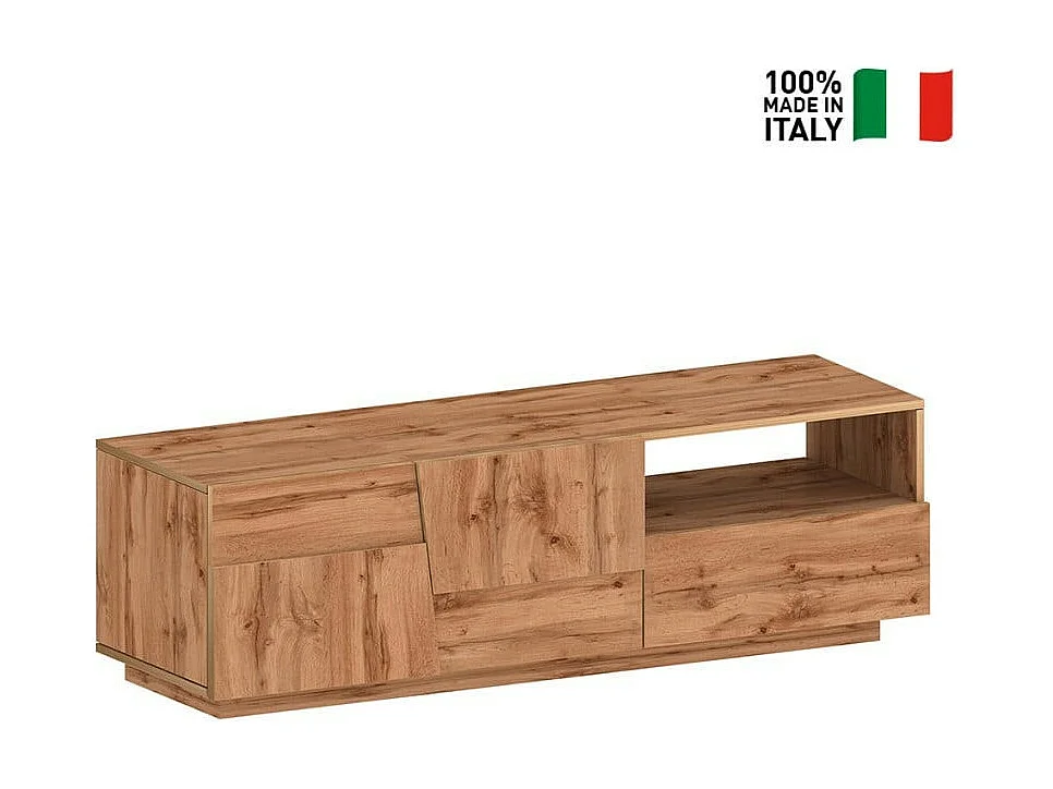 Meuble TV de salon moderne 2 portes 1 tiroir 150x44x46cm Trevis