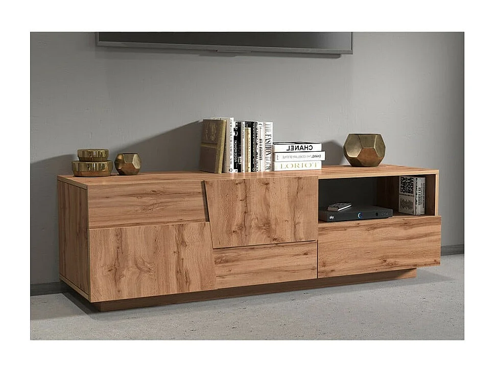 Meuble TV de salon moderne 2 portes 1 tiroir 150x44x46cm Trevis