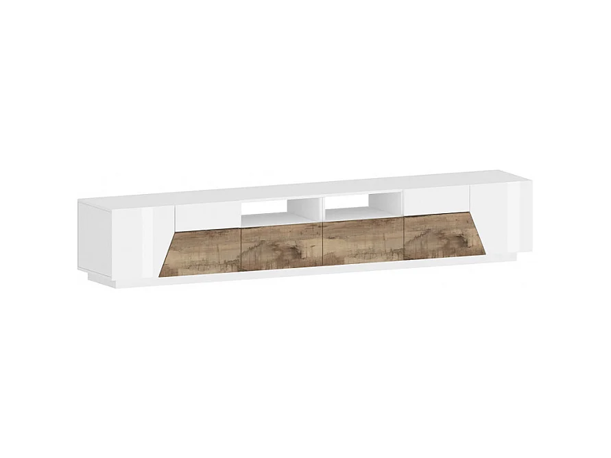 Mobile TV salotto 260x43cm parete moderna legno bianco Scala
