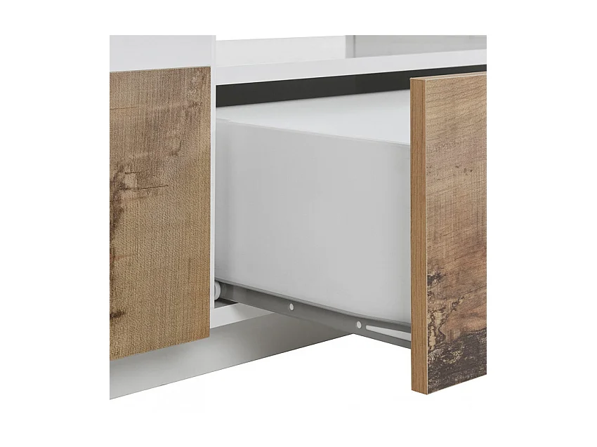 Mobile TV salotto 260x43cm parete moderna legno bianco Scala