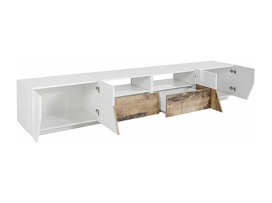 Mobile TV salotto 260x43cm parete moderna legno bianco Scala