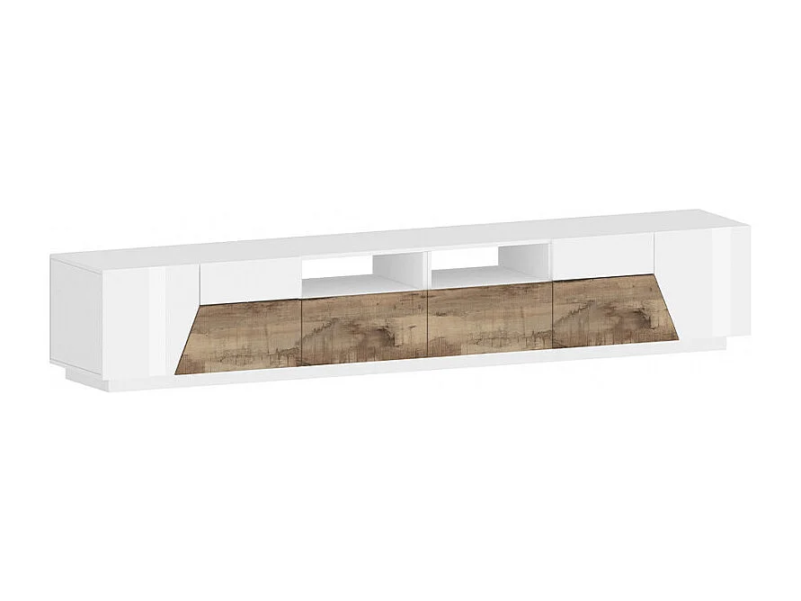 Mobile TV salotto 260x43cm parete moderna legno bianco Scala