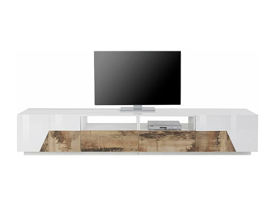 Mobile TV salotto 260x43cm parete moderna legno bianco Scala