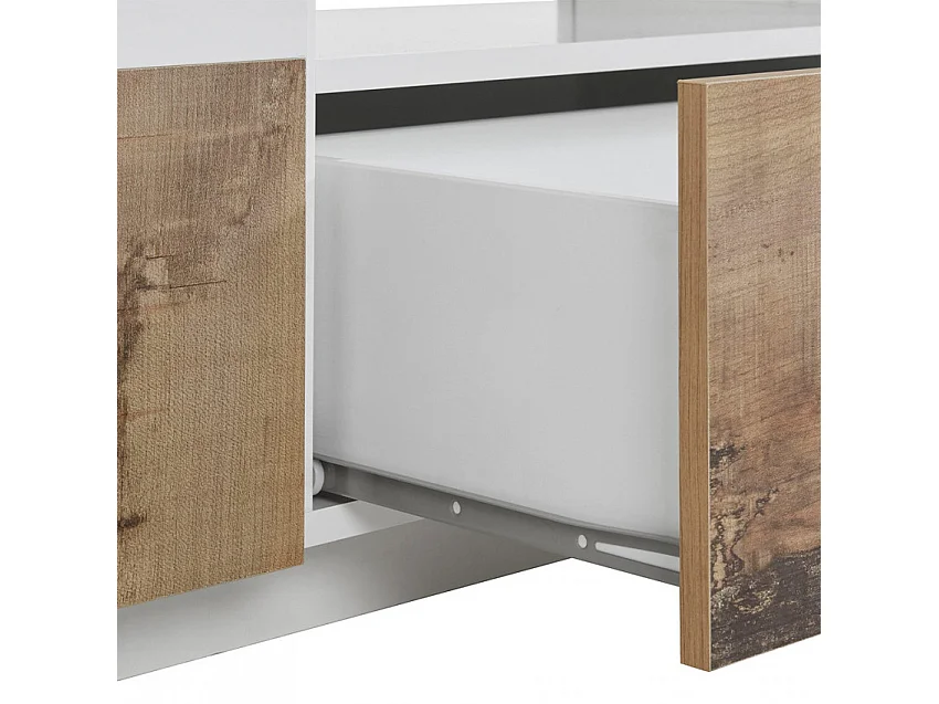 Mobile TV salotto 260x43cm parete moderna legno bianco Scala