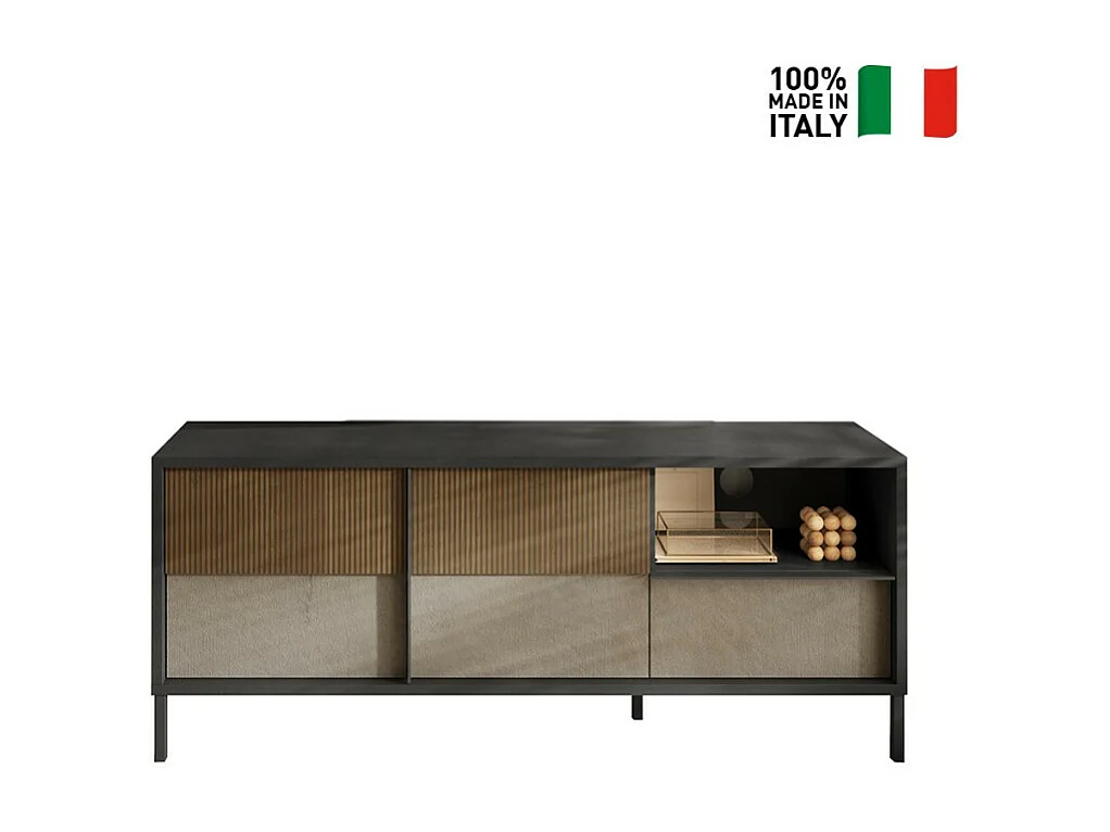 Pequeño mueble TV 2 puertas, 1 cajón y 1 nicho L156 cm - EVEREST