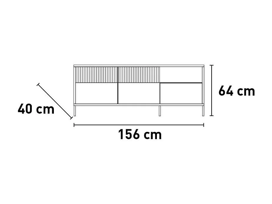 Pequeño mueble TV 2 puertas, 1 cajón y 1 nicho L156 cm - EVEREST