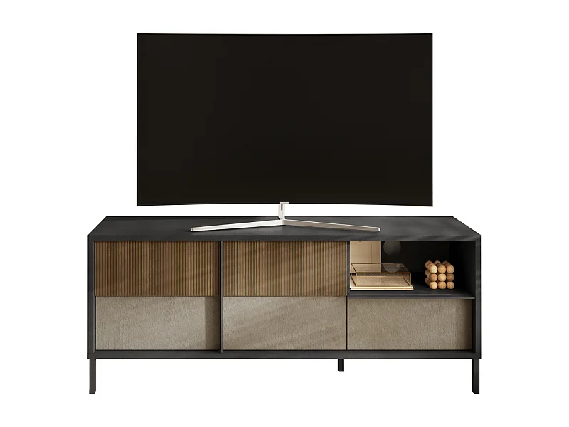 Pequeño mueble TV 2 puertas, 1 cajón y 1 nicho L156 cm - EVEREST