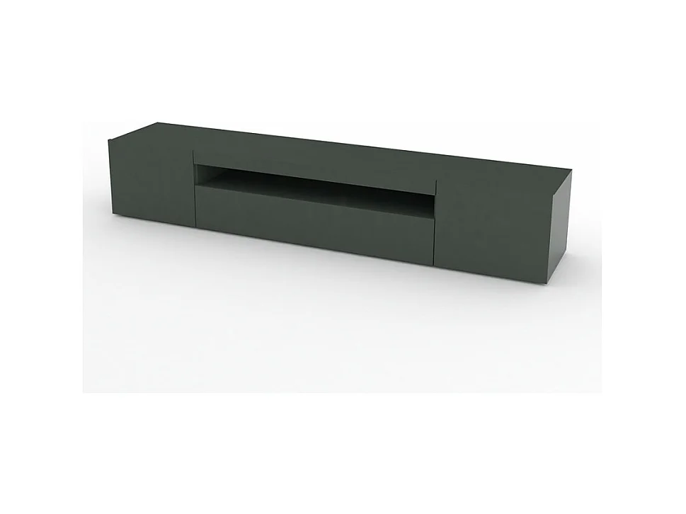 Meuble TV avec portes et tiroirs à abattant 200 cm design Hikari