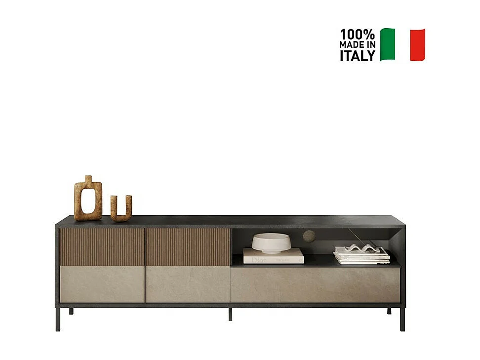 Gran mueble TV 2 puertas, 1 cajón y 1 nicho L206 cm - EVEREST