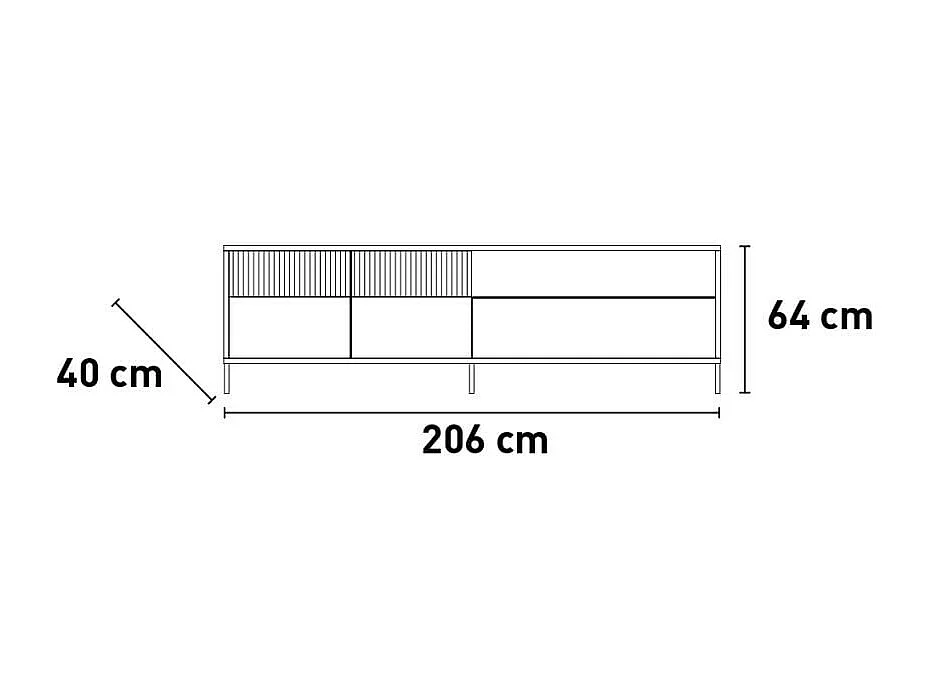 Gran mueble TV 2 puertas, 1 cajón y 1 nicho L206 cm - EVEREST