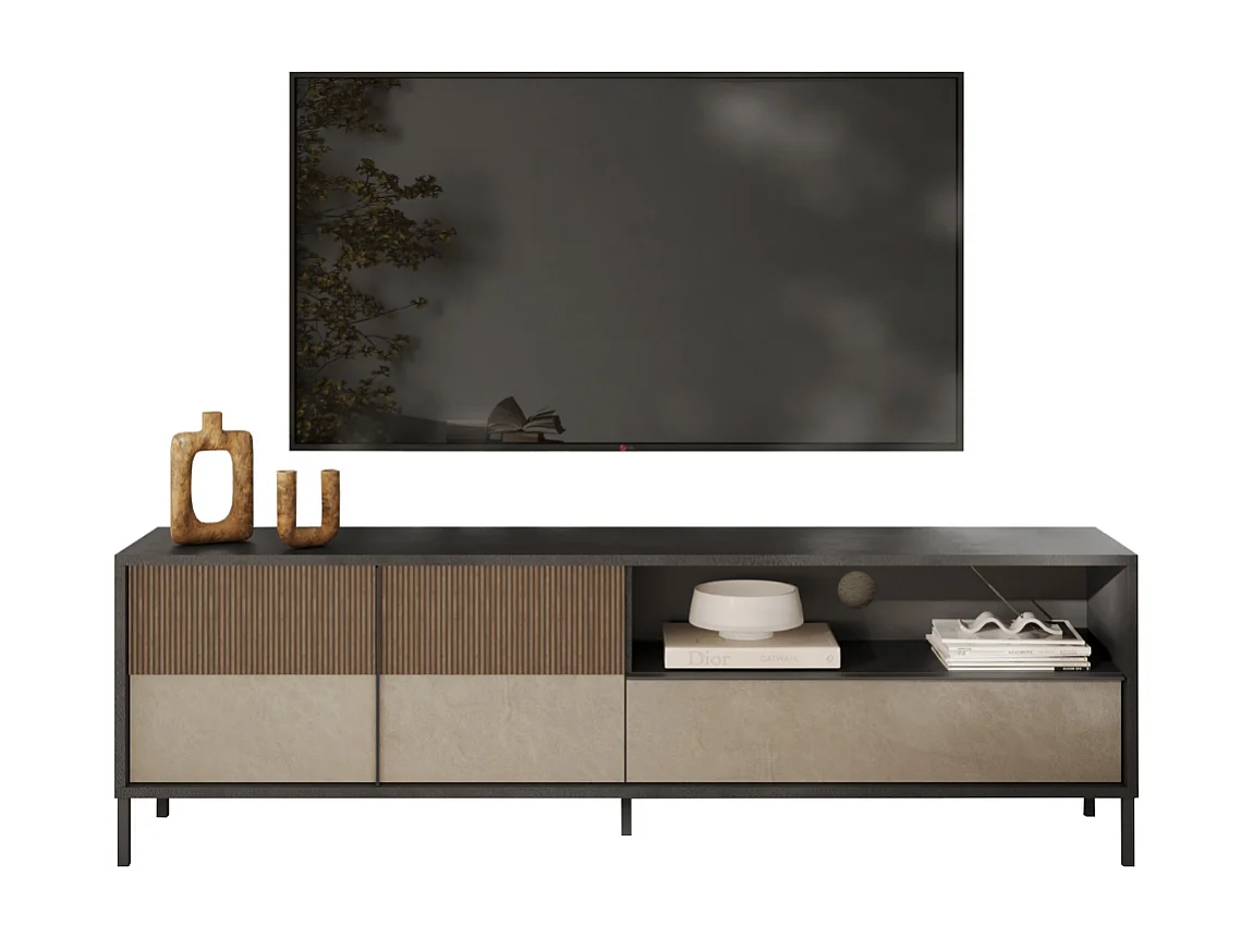 Mobile TV moderno d'appoint 205x40x44cm 2 porte cassetto Kubo