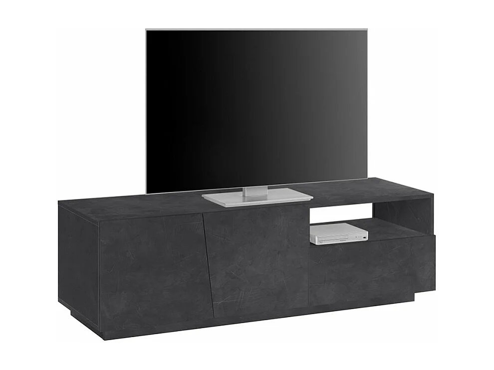 Meuble TV moderne avec portes coulissantes et tiroirs 150cm Flow