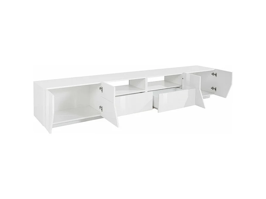 Mobile TV salotto moderno 260x43cm bianco lucido Modo