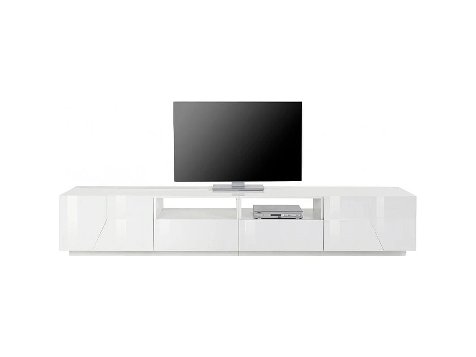 Mobile TV salotto moderno 260x43cm bianco lucido Modo