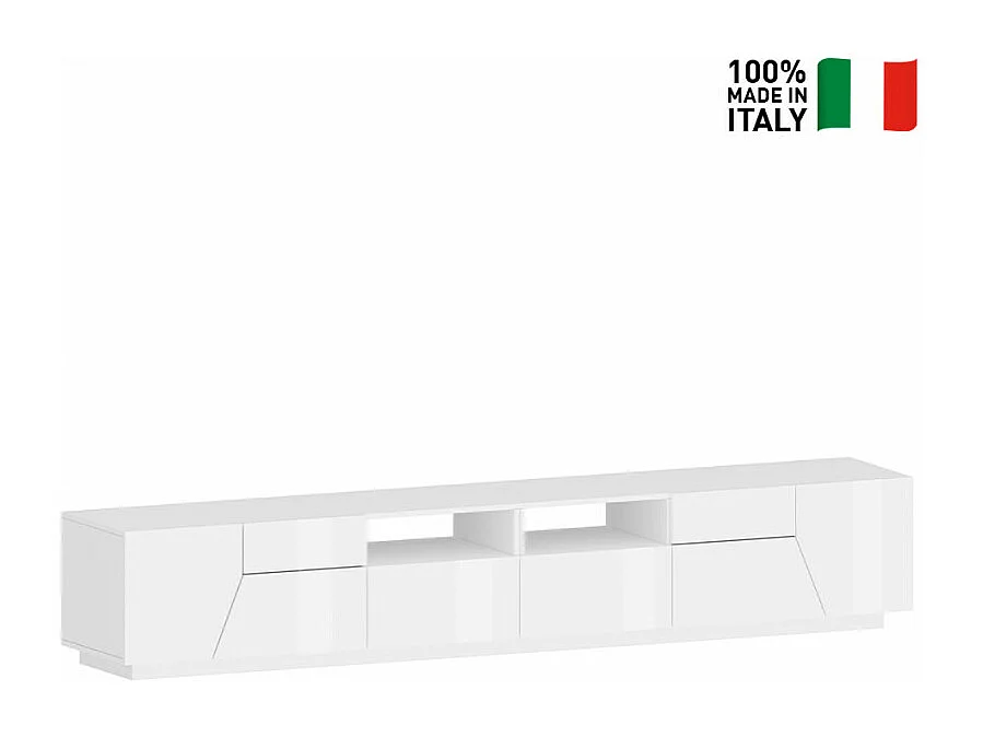 Mobile TV salotto moderno 260x43cm bianco lucido Modo