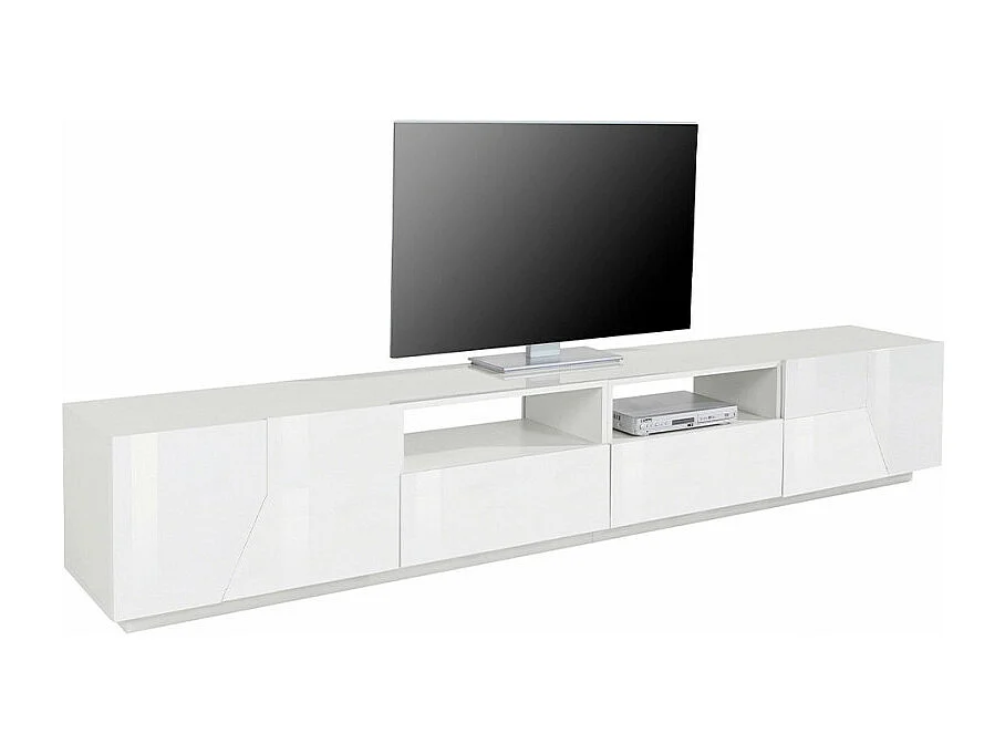 Mobile TV salotto moderno 260x43cm bianco lucido Modo