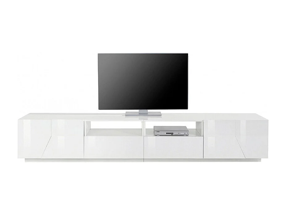 Mobile TV salotto moderno 260x43cm bianco lucido Modo