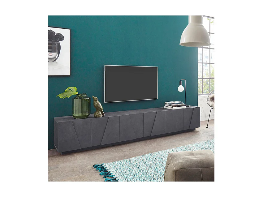 Meuble TV de salon design moderne avec 6 portes et 3 armoires Cosmo