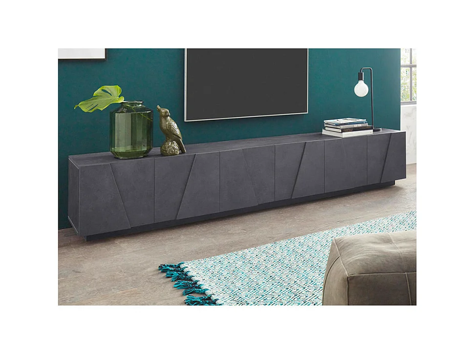 Meuble TV de salon design moderne avec 6 portes et 3 armoires Cosmo