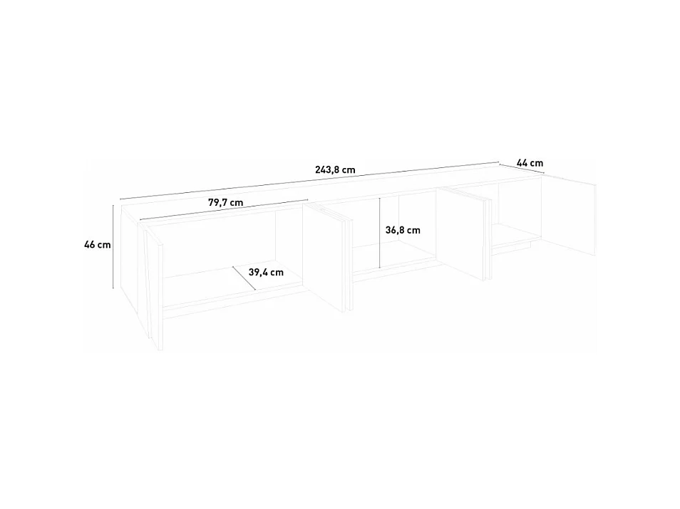 Meuble TV de salon design moderne avec 6 portes et 3 armoires Cosmo