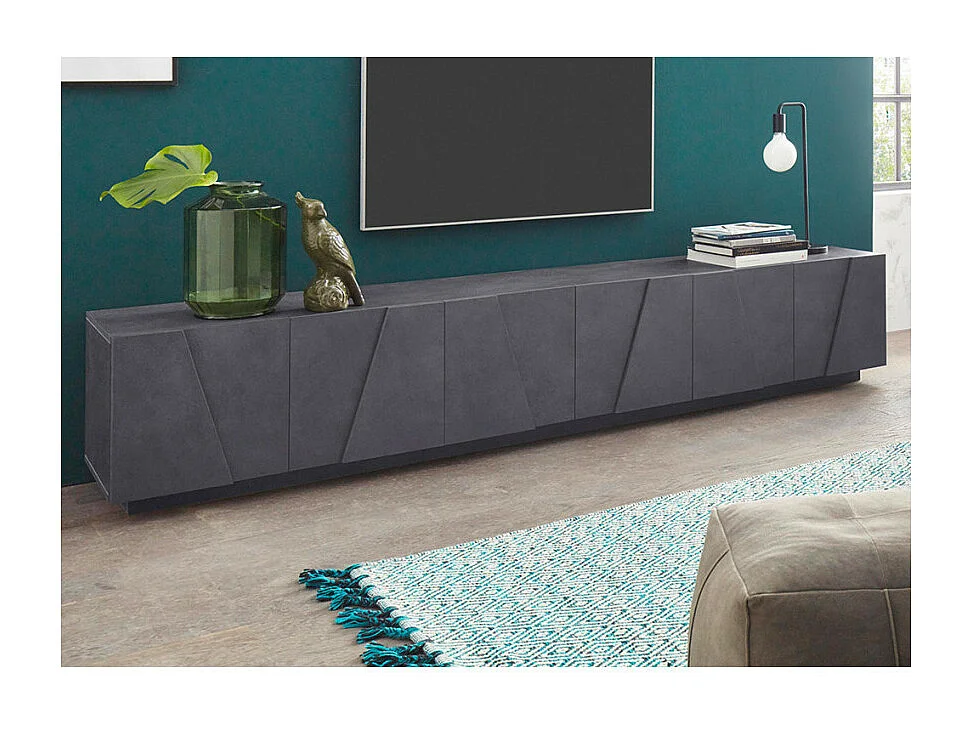 Meuble TV de salon design moderne avec 6 portes et 3 armoires Cosmo