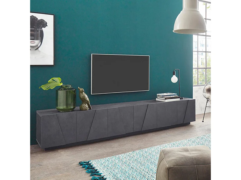 Meuble TV de salon design moderne avec 6 portes et 3 armoires Cosmo