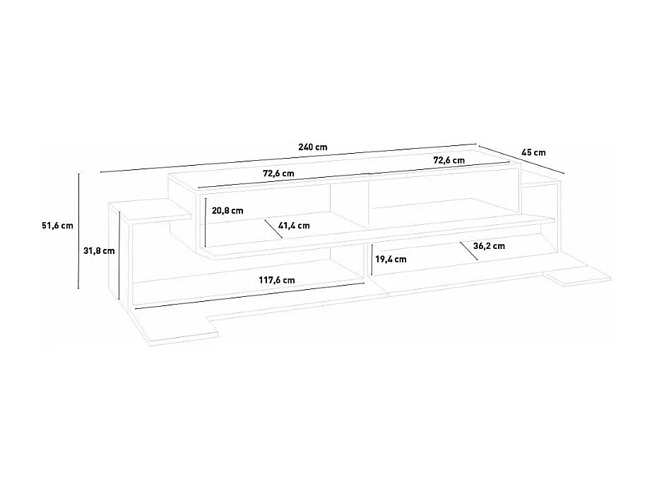 Mobile TV 240cm 4 armadietti 3 porte design moderno Lumen B