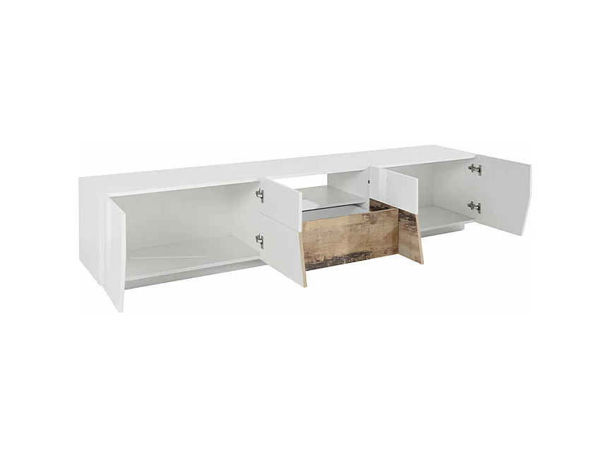 Mobile TV 220x43cm muro legno bianco salotto moderno Kronos