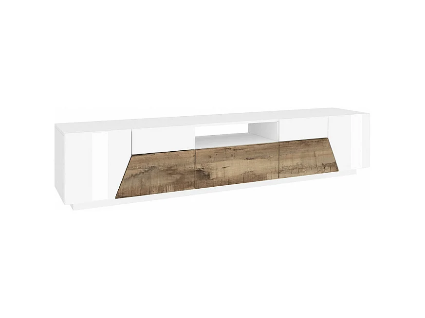 Mobile TV 220x43cm muro legno bianco salotto moderno Kronos