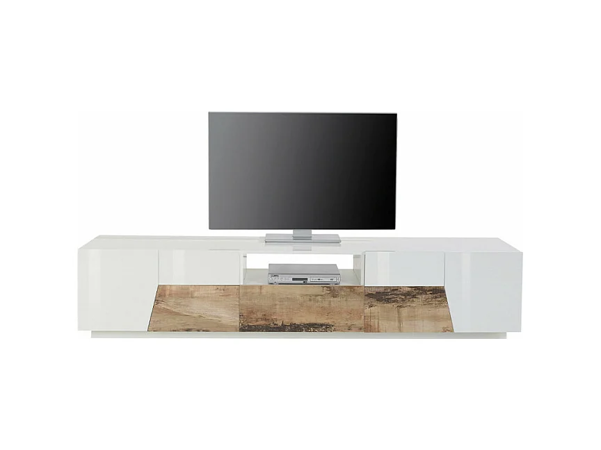 Mobile TV 220x43cm muro legno bianco salotto moderno Kronos
