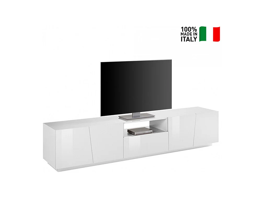 Mobile TV design 4 porte cassetto scorrevole bianco Slide