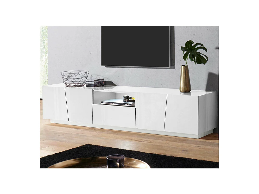 Mobile TV design 4 porte cassetto scorrevole bianco Slide