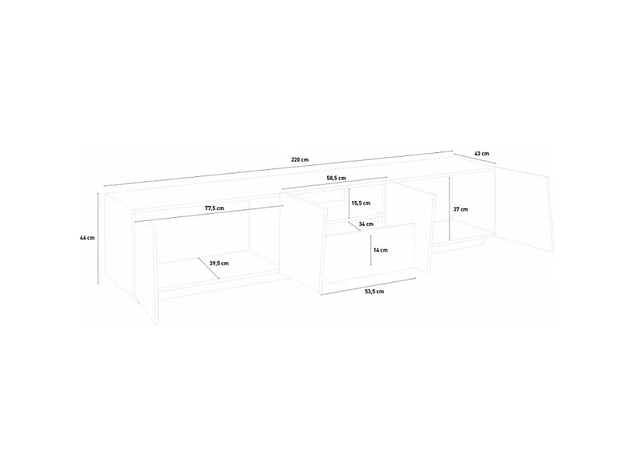 Mobile TV design 4 porte cassetto scorrevole bianco Slide