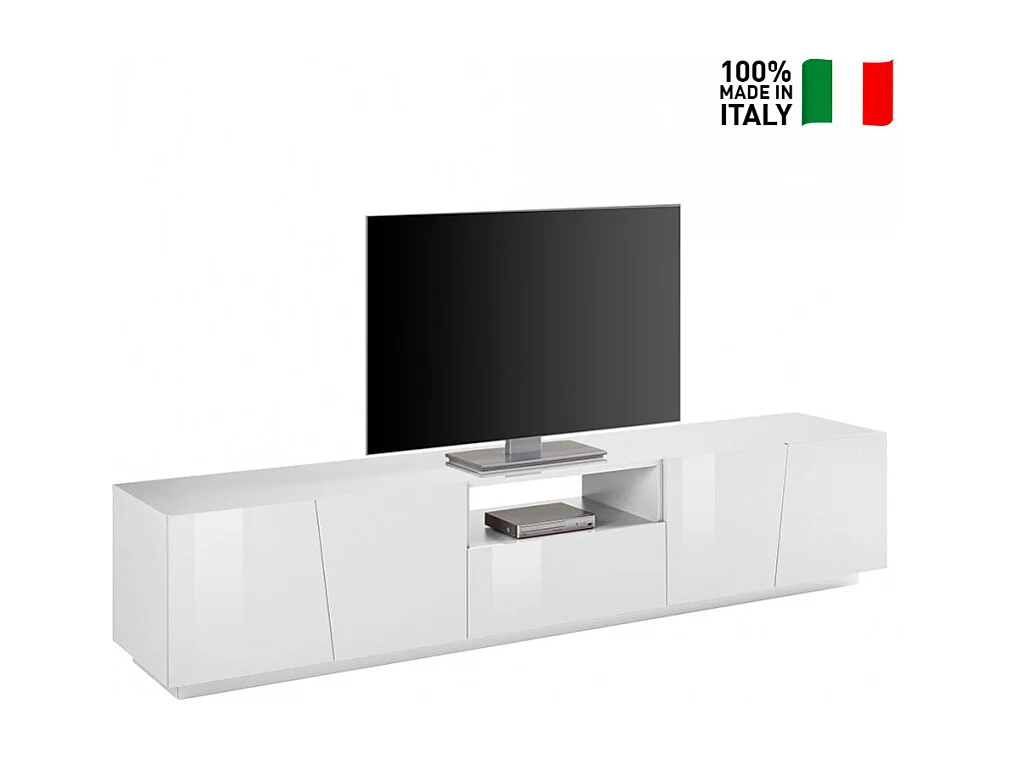 Mobile TV design 4 porte cassetto scorrevole bianco Slide