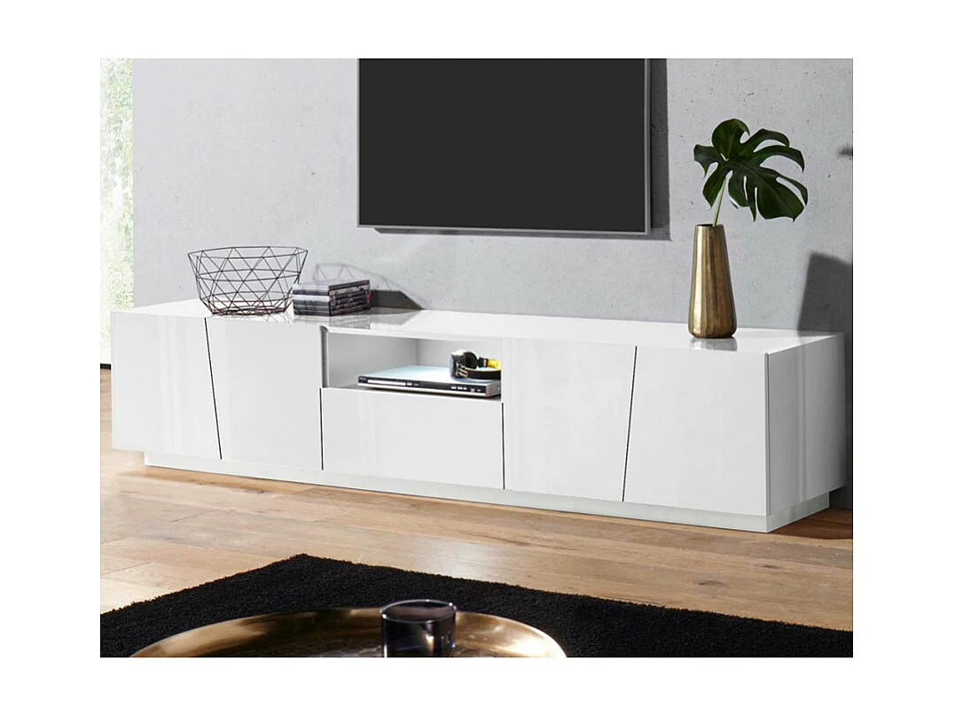 Mobile TV design 4 porte cassetto scorrevole bianco Slide