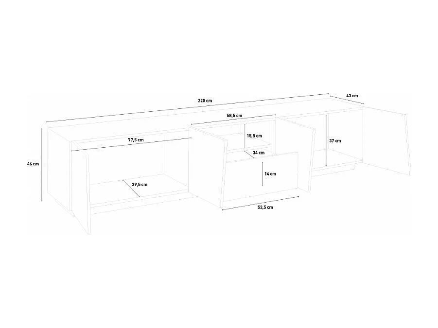 Mobile TV design 4 porte cassetto scorrevole bianco Slide