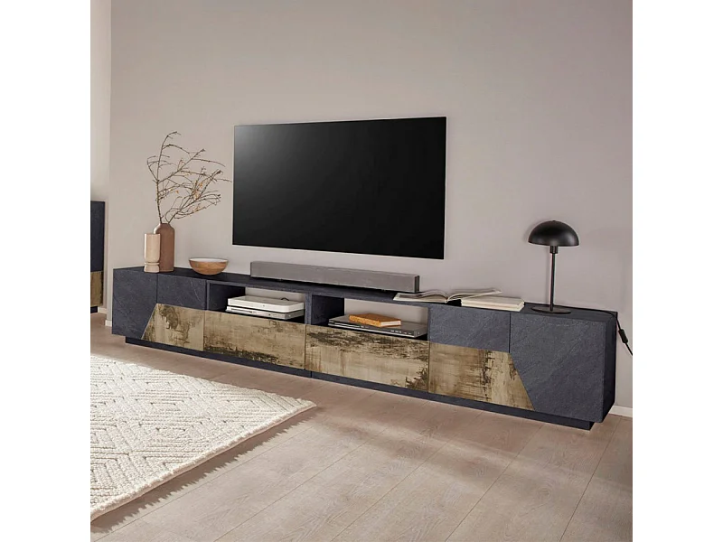 Meuble TV salon cuisine 260x43cm design moderne Pixel