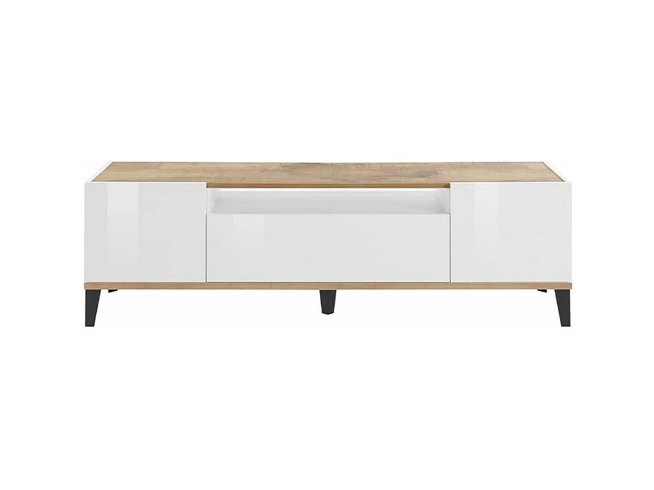 Meuble TV de salon 2 portes 1 tiroir blanc brillant Strato