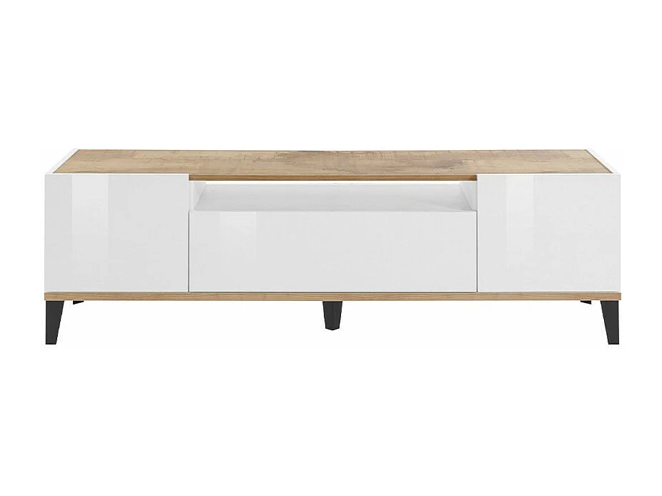 Meuble TV de salon 2 portes 1 tiroir blanc brillant Strato