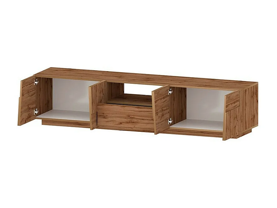 Mueble TV moderno con soporte, 4 puertas y cajón 220x45x46cm Chiron - Roble