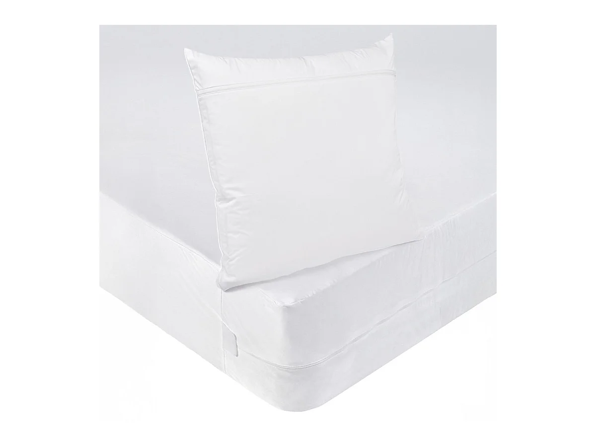 Pack Protège-matelas 90x190cm + 1 Protège oreiller 63x63cm Anti-punaises de lit - 1 personne - Housse intégrale imperméable