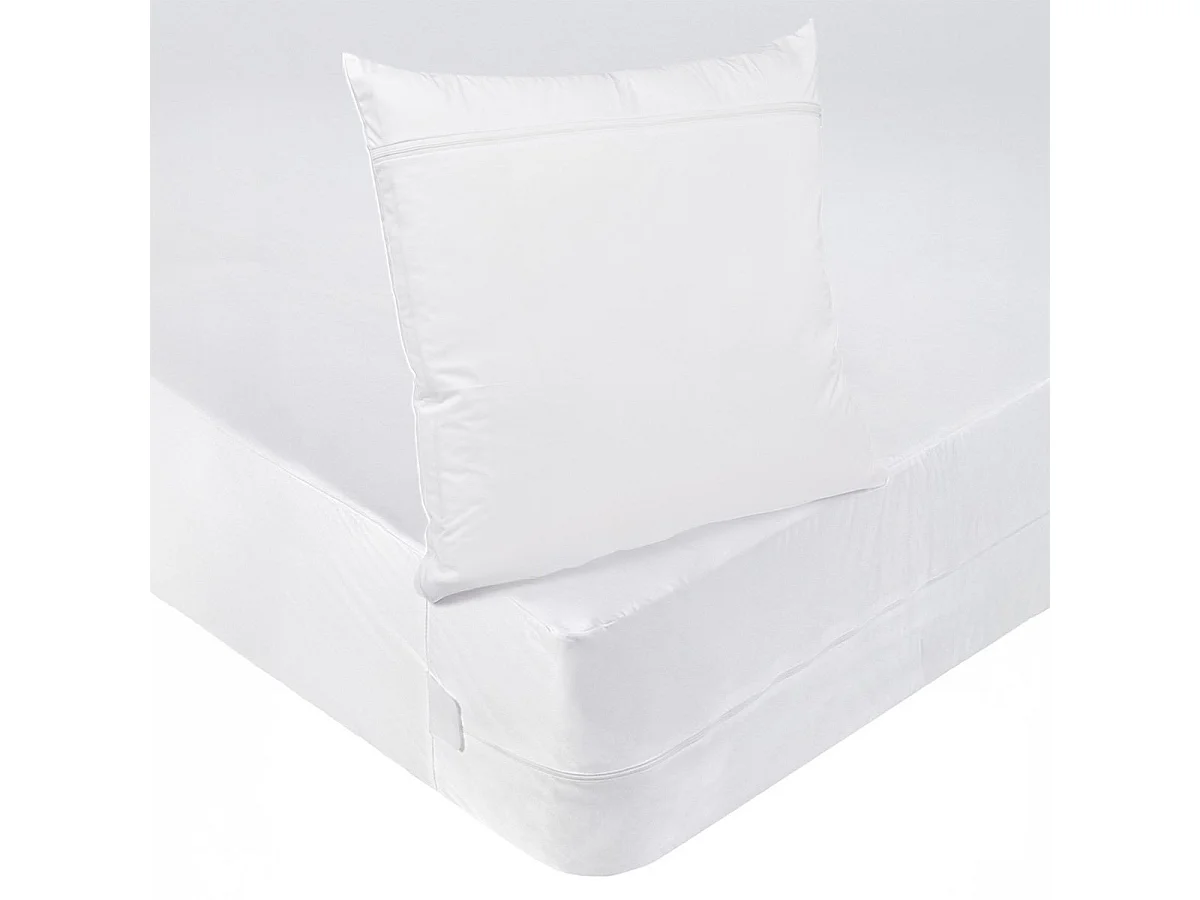 Pack Protège-matelas 90x190cm + 1 Protège oreiller 63x63cm Anti-punaises de lit - 1 personne - Housse intégrale imperméable
