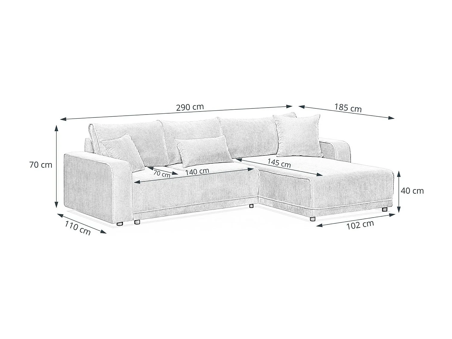 ECKSCHLAFSOFA Primo L cappuccino
